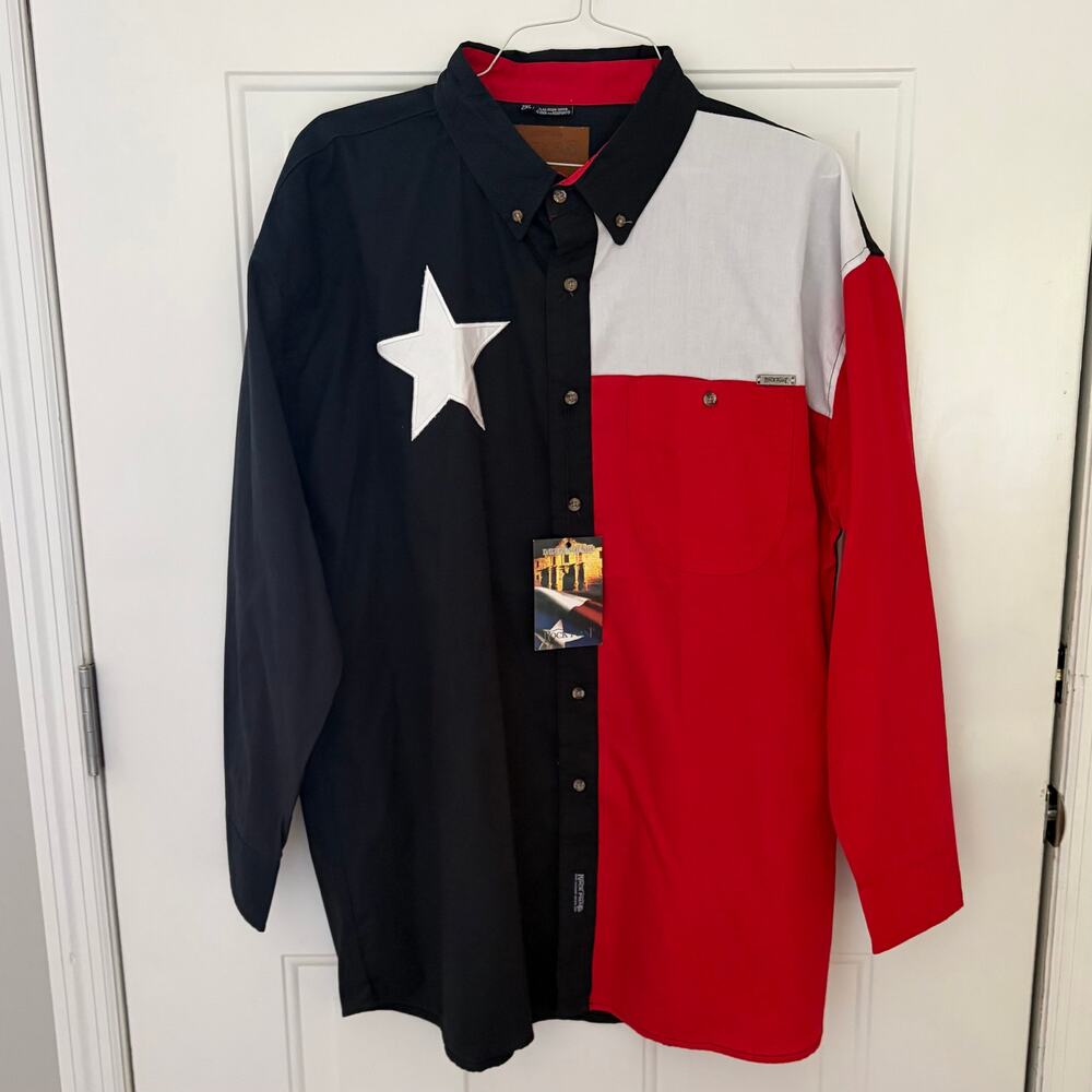 Vintage Texas Flag Western Shirt Men's 2XL NWT Y2K Lone Star Long-Sleeve